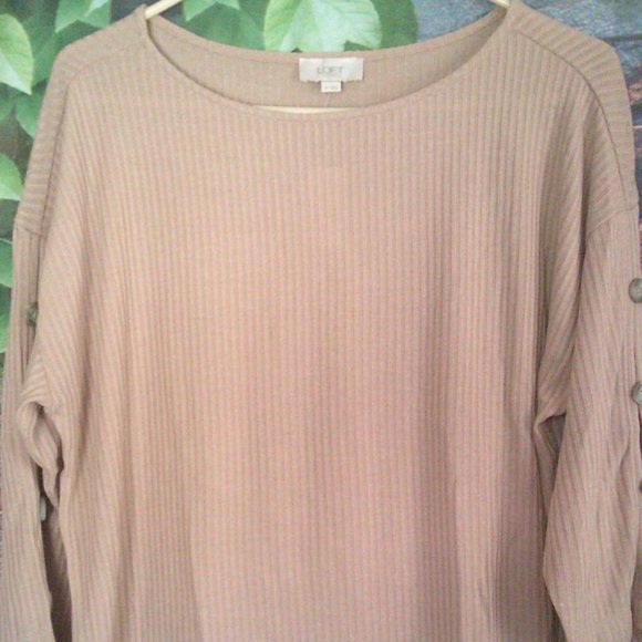 Tan Button Decor Sleeves Sweater - Picture 2 of 5